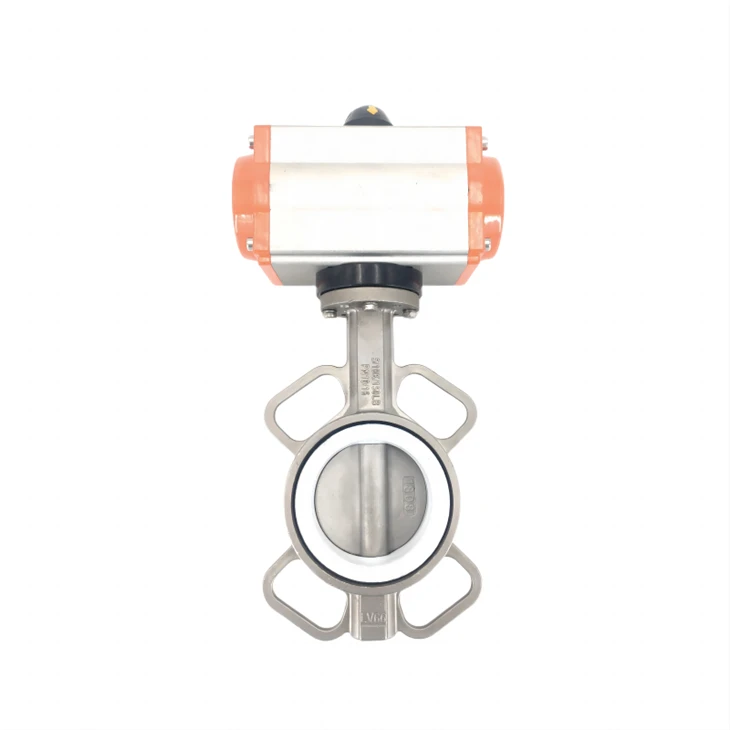 שסתום פרפר PTFE פלדת אל חלד פנאומטית